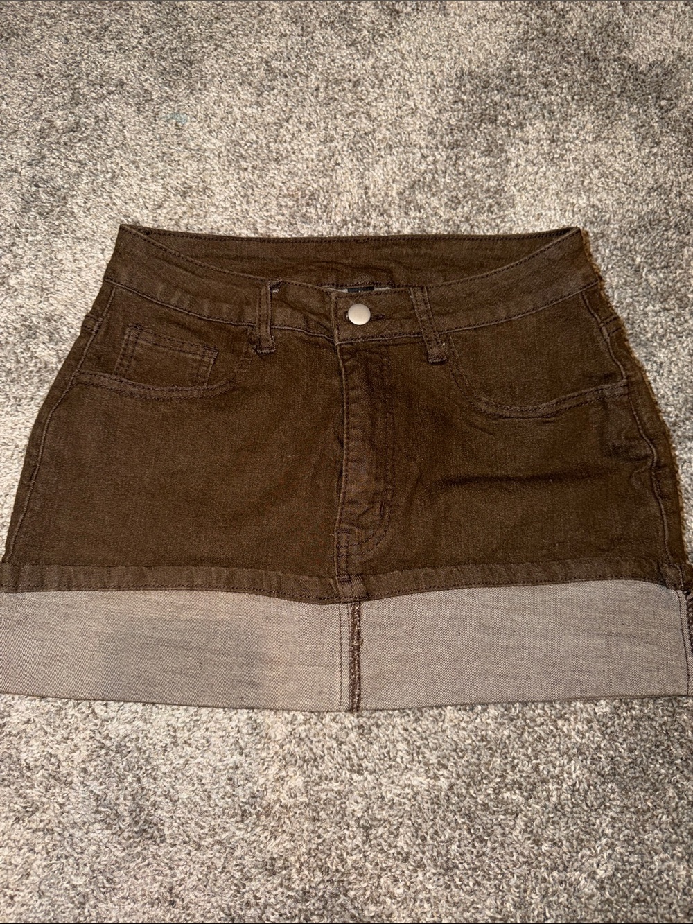 Brown Denim Mini Skirt